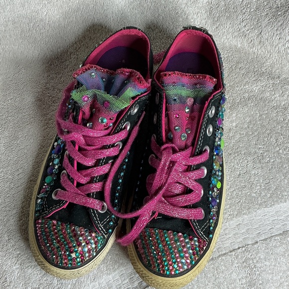 Converse Other - Converse Kids Sneakers with Pink and Black Glitter